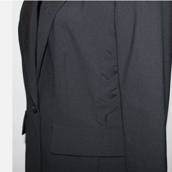 Anne Klein Black Blazer 6 Petite Lined Button Front Jacket with Pockets - Picture 3 of 7